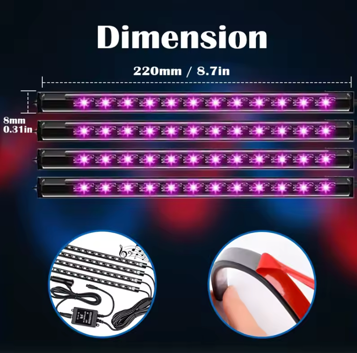 DriveNeat™ RGB LED Interior Car Lights – App Controlled Ambient Lighting