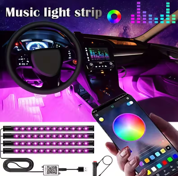 DriveNeat™ RGB LED Interior Car Lights – App Controlled Ambient Lighting