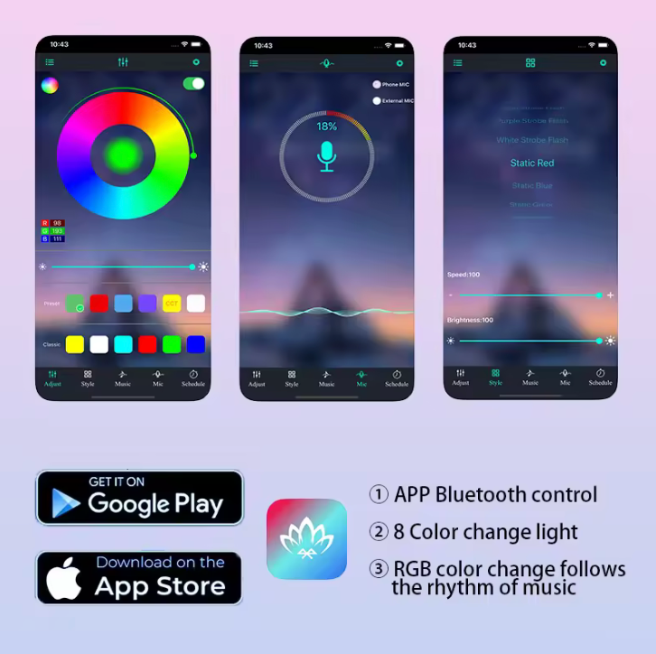 DriveNeat™ RGB LED Interior Car Lights – App Controlled Ambient Lighting