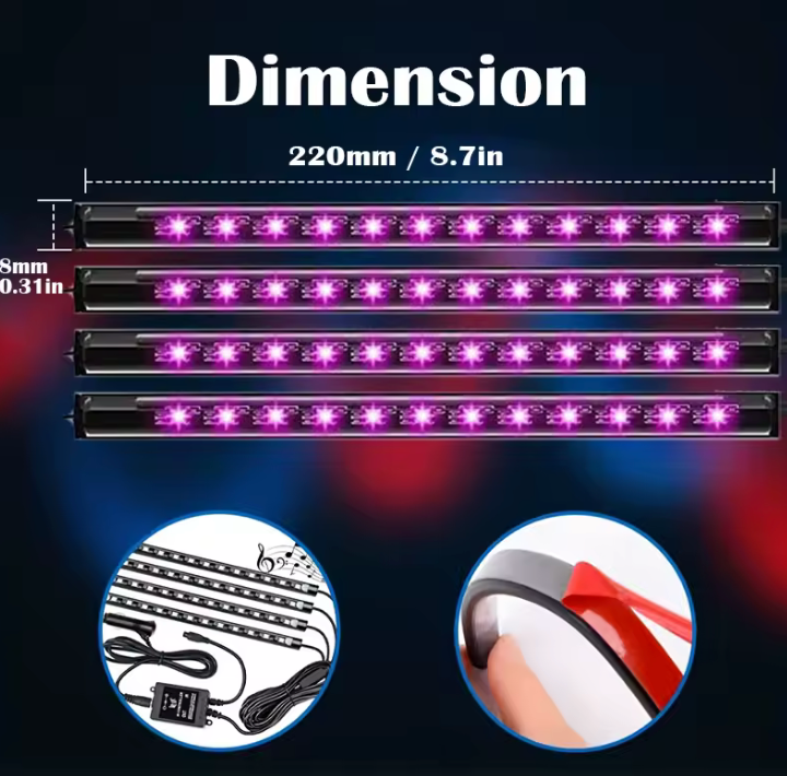 DriveNeat™ RGB LED Interior Car Lights – App Controlled Ambient Lighting