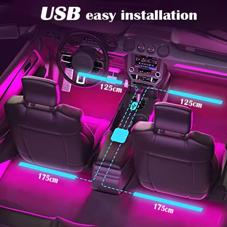 DriveNeat™ RGB LED Interior Car Lights – App Controlled Ambient Lighting